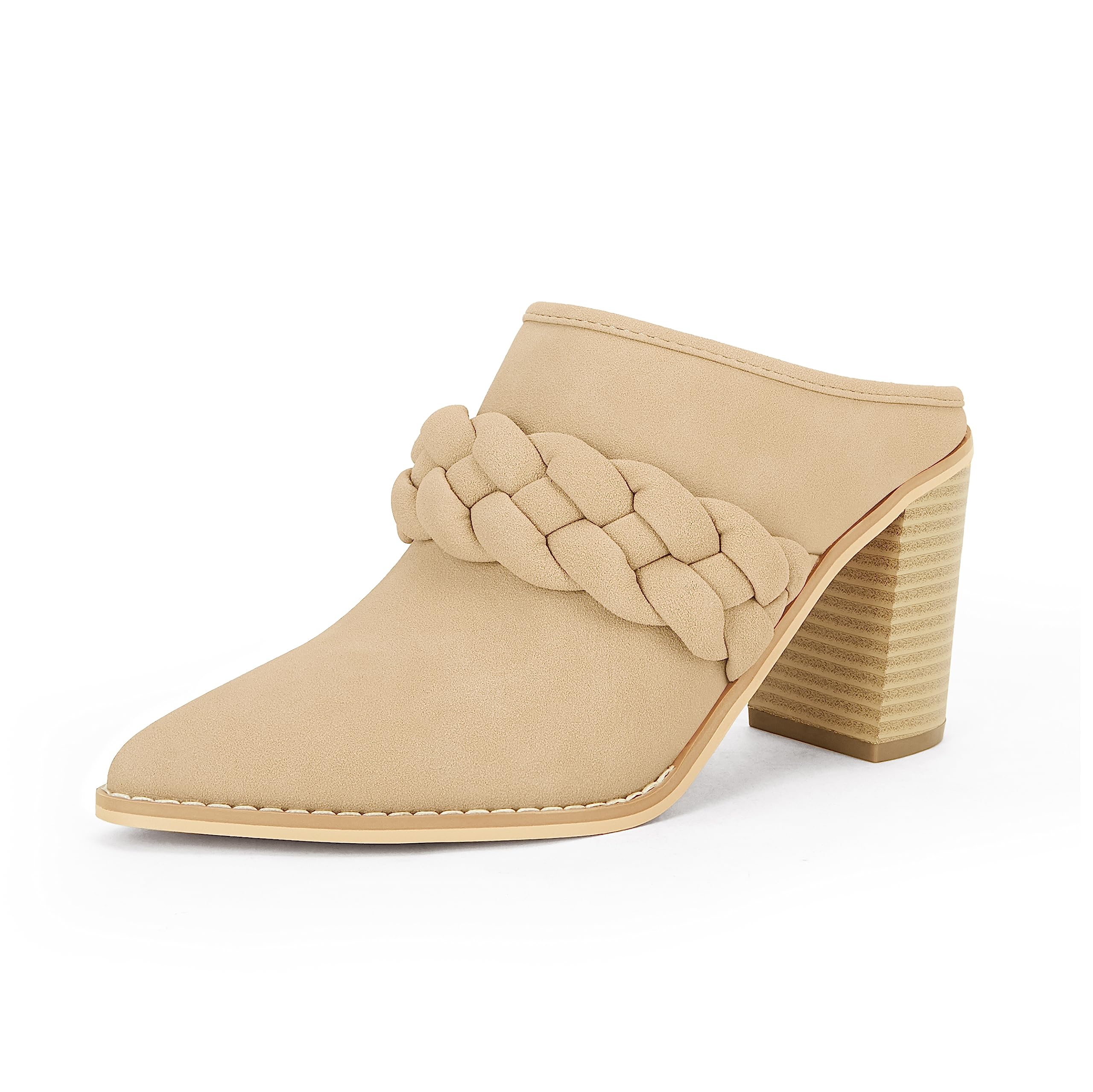 Chunky Heel Mules with Braided Strap for Women